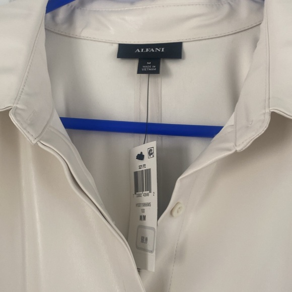 Sexy Linen Faux Leather Dress Ivory - Picture 2 of 3